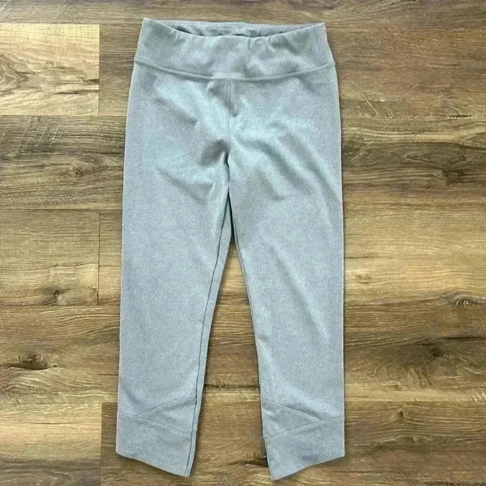 ATHLETA GIRL Size XL 14 Heather Gray On Pointe Cross Hem Capri Leggings RN54023